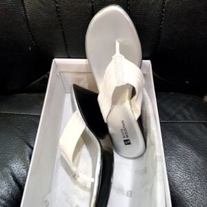 White Wedge Sandals with Jewels